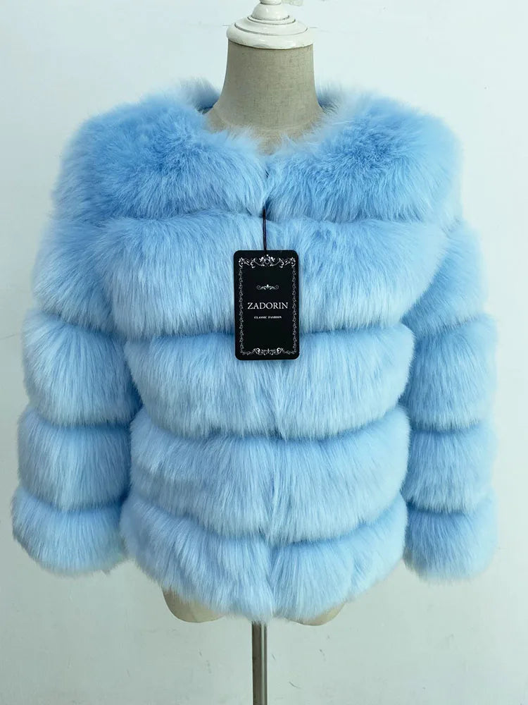 ZADORIN S-6XL Mink Coat Winter Black White Faux Fur Coat Woman Elegant Fluffy Faux Fur Jacket Top Short Fur Coats Woman Clothing