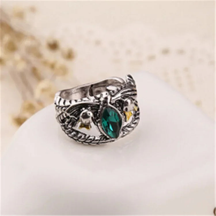 New Fashion Barahir Aragorn Gondor Ring Men Women Green Crystal Ring Jewelry