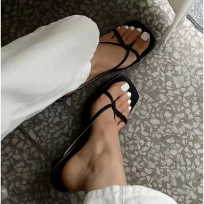 2026 Hot Summer Women French Style Clip Toe Slippers Fashion Dress Slide Shoes Ladies Elegant High Heel Footwear Mature Style