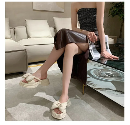 2024 summer New Fashion Women Shoes Slippers Comfortable Platform Shoe High Heels Leisure flower outdoor beach Slipper Women