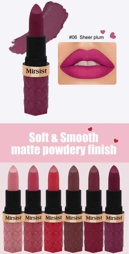 Matte Lipstick Nude Peach Brown Cherry Shades Velvety Smooth Long-Lasting Rich Pigment Waterproof Non-Stick Cup Lip Stick Makeup