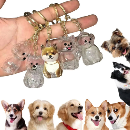 Transparent Dog Hair Storage Pendant Dog Hair Collector Keychain Pet Hair Memorial Bottle for Pet Lovers DIY Memorial Keychain