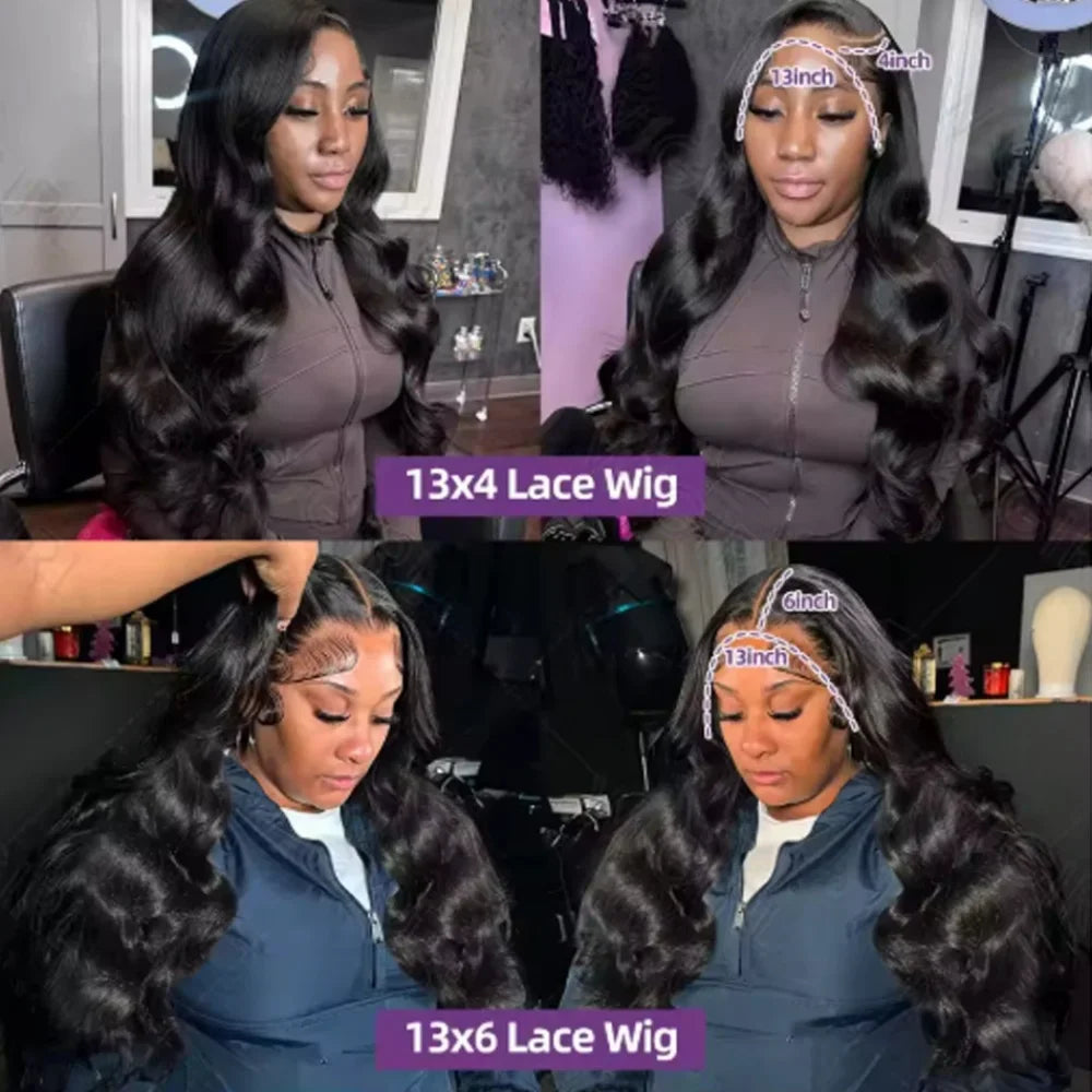 13x6 Body Wave Lace frontal Wig  Human Hair Pre Plucked Glueless 13X4 Brazilian Body Wave HD Transparent Lace Wigs For Women