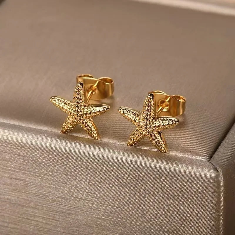 Vintage Star Shaped Earrings, Simple Star Shell Earrings, Ocean Party Jewelry Gift, New 2024 Collection