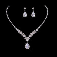 Women's Necklace Earrings Set Zircon Dangle Earrings Set Exquisite Wedding Party Jewelry Set for Anniversary Mother's Day Gift