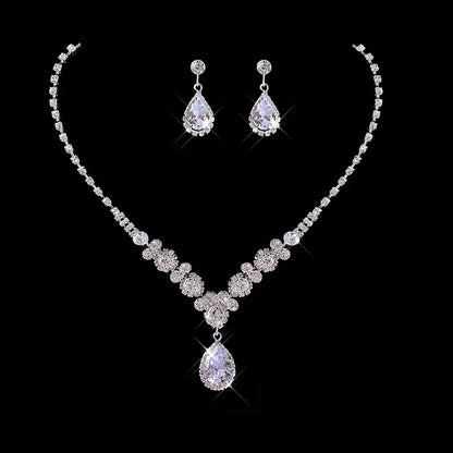 Women's Necklace Earrings Set Zircon Dangle Earrings Set Exquisite Wedding Party Jewelry Set for Anniversary Mother's Day Gift