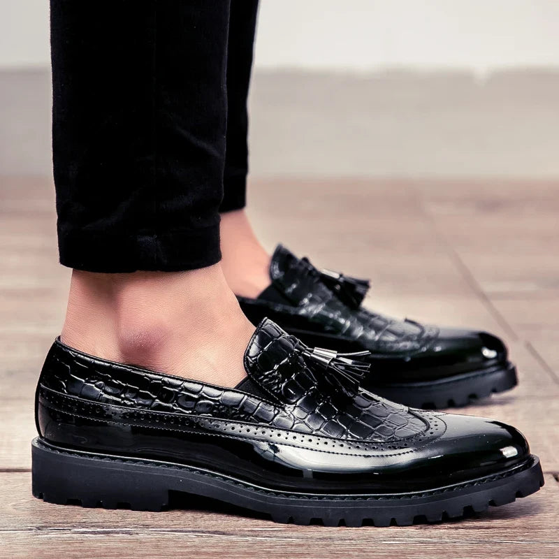 Men Loafers PU Splicing Tassel Decoration Low Heel Comfortable Classic Daily Business Men Shoes
