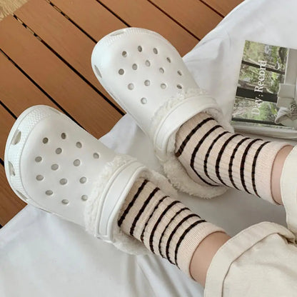 Autumn Winter Plush Liner Warm Hole Shoes With Detachable Thicken Soft Shoe Cover Fashion Versatile Slippers Lining Accessories
