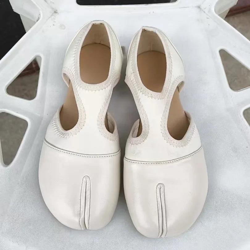 Women Brand Mary Janes Shoes Summer Split Toe Tabi Walking Sneakers Casual Splicing Loafers Designer Ballet Flats Shoes балет