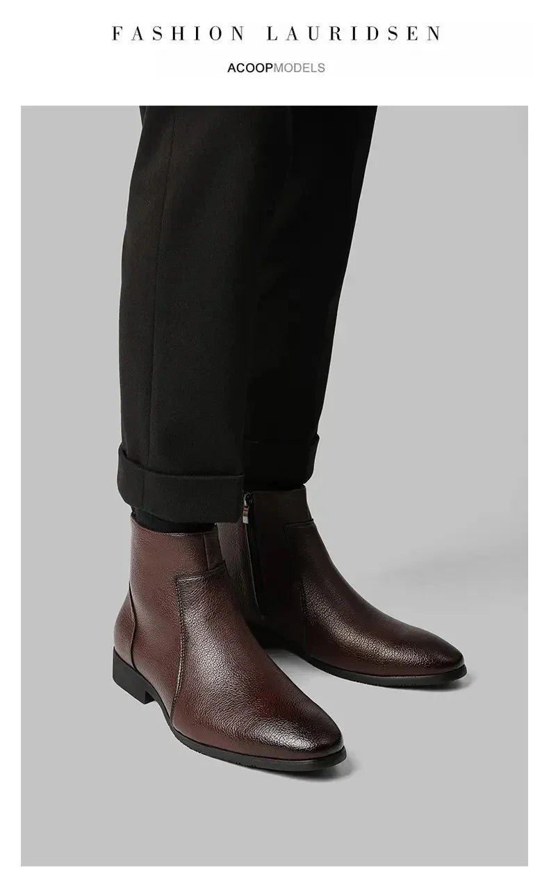 Winter New Men Business Boots Black  Red Simple Slim Fit Soft Leather Boots Casual and Fashionable Chelsea Boots 38-46 Men Boots