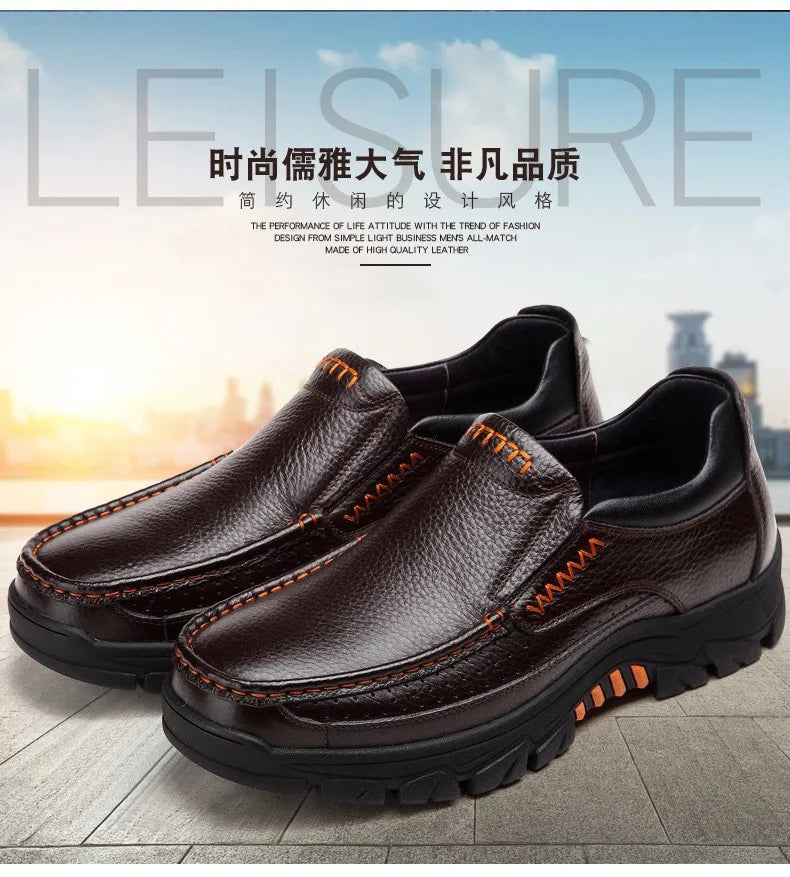 Autumn Genuine Leather Men's Casual Business Leather Shoes Lightweight Breathable Anti Slip Casual Leather Shoes Men Shoes