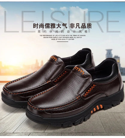 Autumn Genuine Leather Men's Casual Business Leather Shoes Lightweight Breathable Anti Slip Casual Leather Shoes Men Shoes