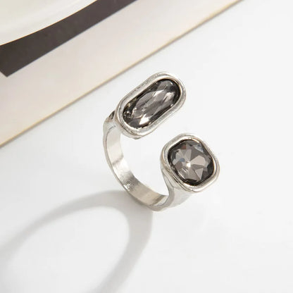 Minimalist Acrylic Rhinestone Open Ring for Women Korean Fashion Geometry Adjustable Knuckle Ring Party Jewelry Lady Gifts