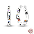 Genuine 925 Sterling Silver Love Feather Earrings Fit Original Charms Hoop For Women Girls Stud Earring Fine Jewelry Gifts