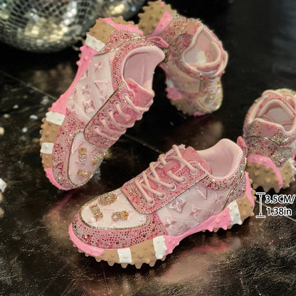 Luxury Designer Women's Sneakers Fashion Luxury Rhinestone Ladies Shoes 2026 New Outdoor Platform Female Sports Shoes Vulcanize
