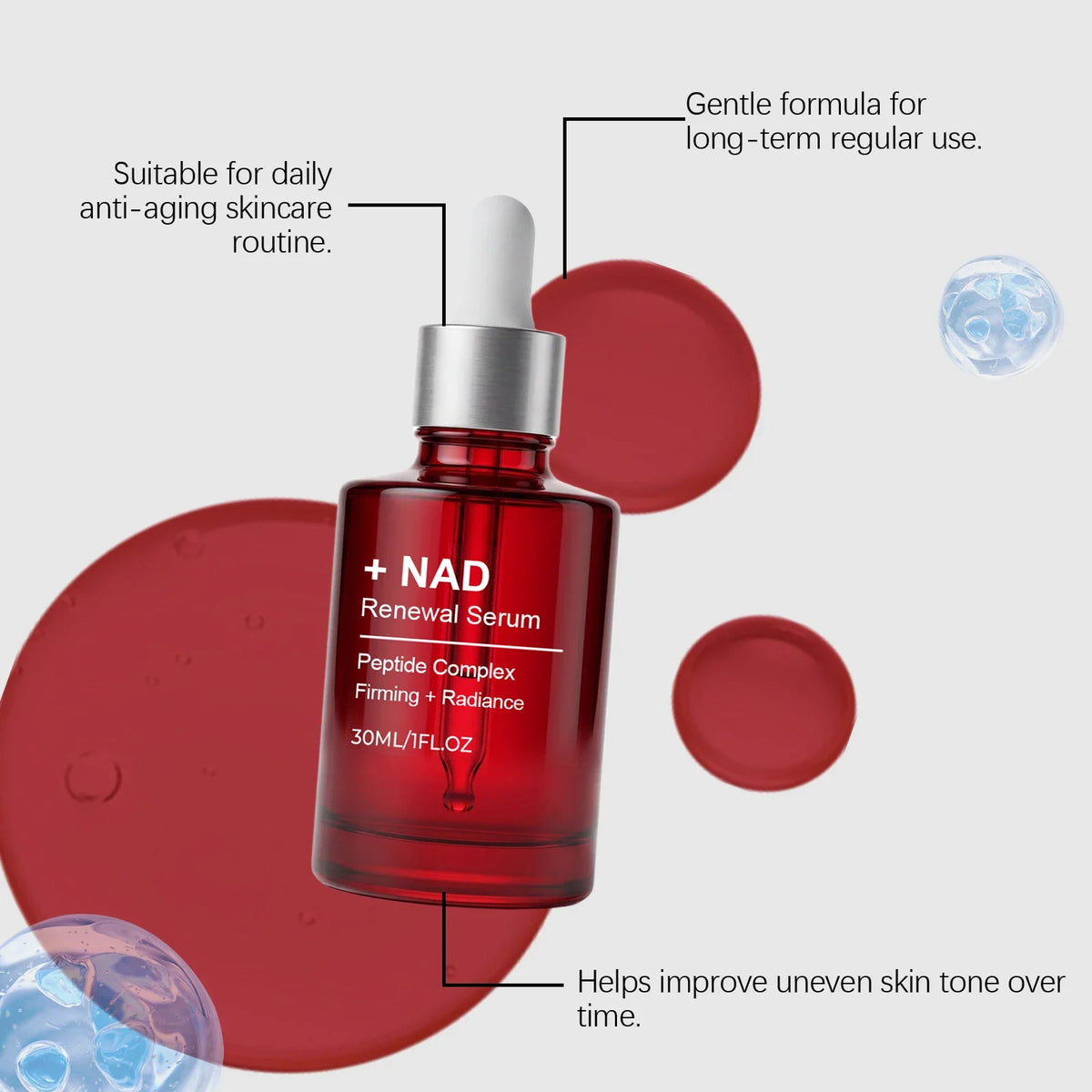 NAD+ Peptide Firming Serum Nourishing Face & Neck Treatment with Collagen Plumping & Radiance Boosting Skin Elasticity&Firmness