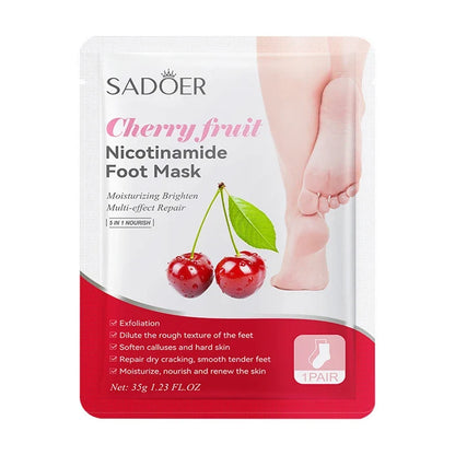 6 Pairs SADOER Fruits Foot Mask Moisturizing Foot Peeling Mask Exfoliating For Feet Spa Pedicure Exfoliant Feet Skin Care