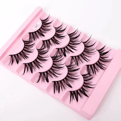 Yiernuo 1/5 Pairs Cosplay Anime Eyelashes Manga Lashes Dramatic Fairy Clusters Lashes Wet Look Lashes