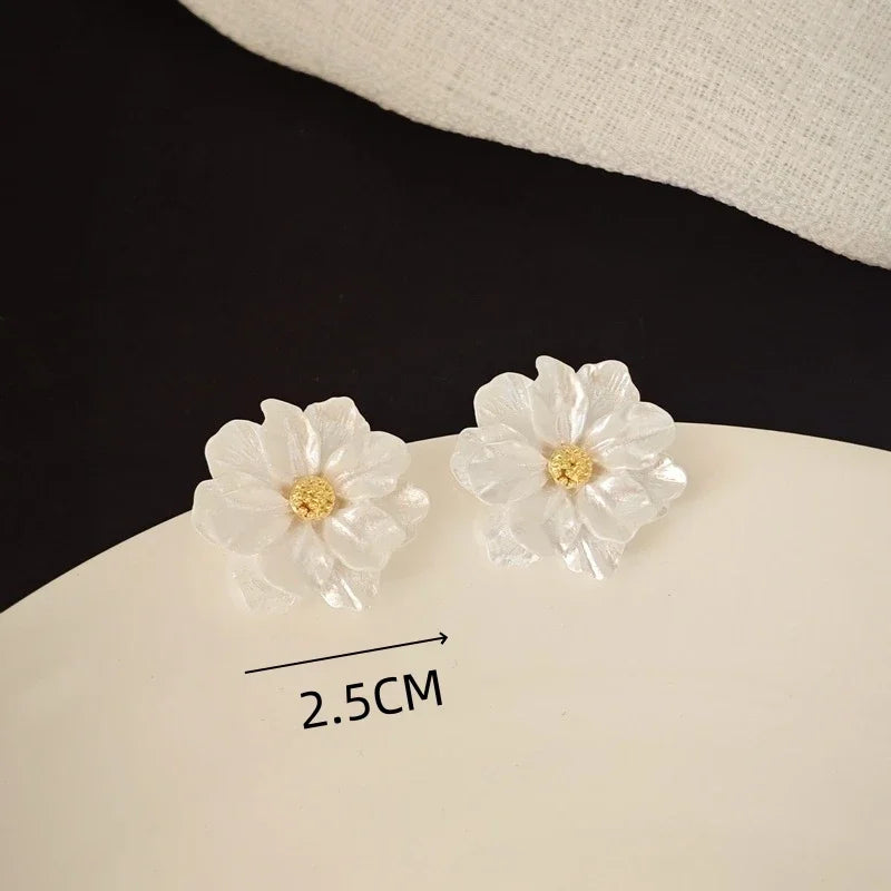 New Fashion Sweet Design Spring/Summer Blue Pink Enamel Flower Light Luxury High End Earrings Party Gifts for Women Jewelry