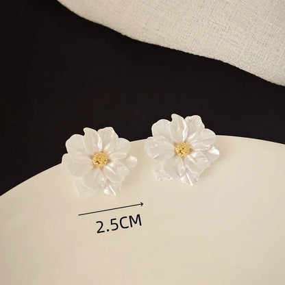 New Fashion Sweet Design Spring/Summer Blue Pink Enamel Flower Light Luxury High End Earrings Party Gifts for Women Jewelry