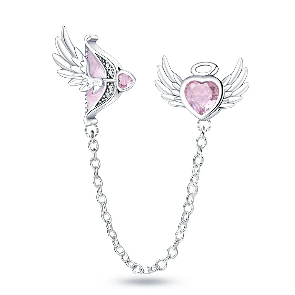 S925 Silver Plated Star Moon Safety Chain Charms Beads Fit Original Bracelet Fine DIY Birthday Jewelry