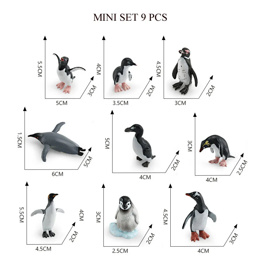 Realistic Mini Ocean Animal Figurines Plastic Marine Sea Creatures Whale Shark Dolphin Turtle Penguin Model Playset Gift for Kid