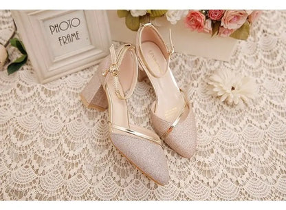 Fashion Spring and Summer Black High-heeled Shoes Women's High-quality Silver Wedding High-heeled Shoes Women's Gold Party Pump
