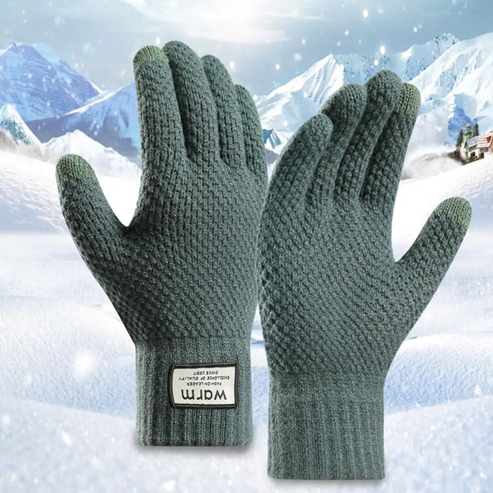 Thermal Winter Gloves For Men Thickened Warm Fleece Lined Anti-Slip Touch Screen Thermal Windproof Cycling Gloves