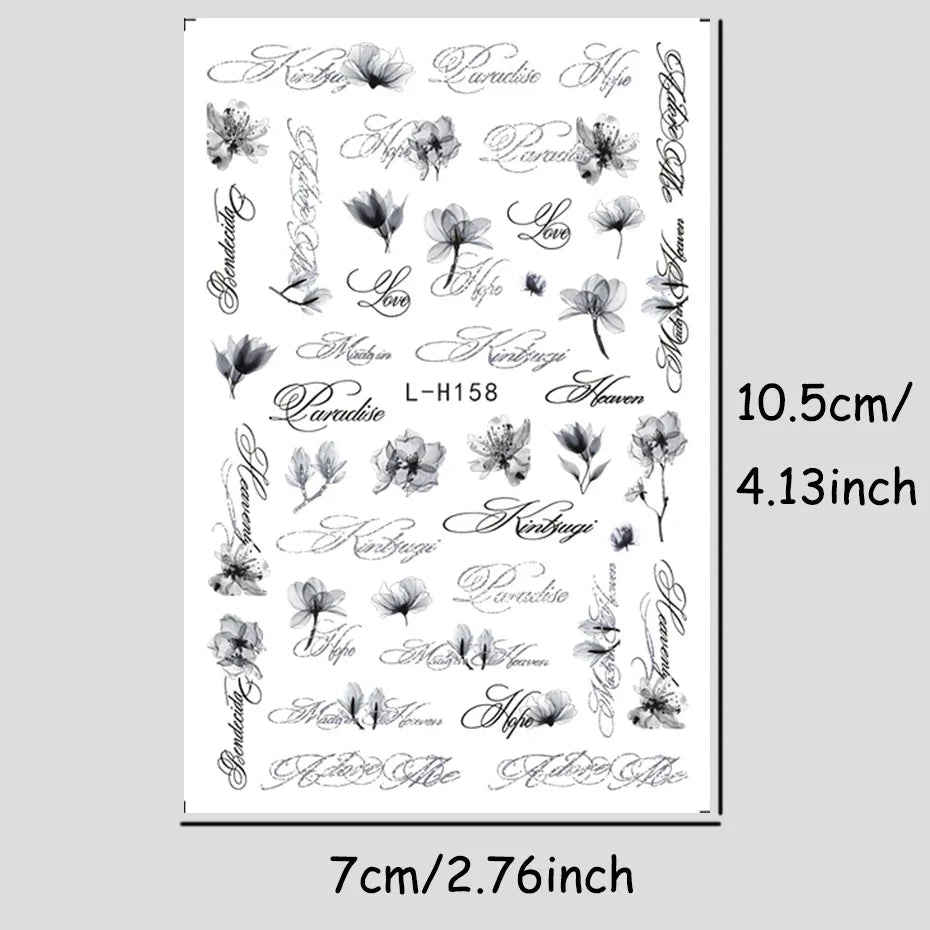 2/3 pcs Punk Style English Letters Nail Stickers Gothic Artistic Lettering Nail Charms Y2K Metallic Retro Letters Nail Decor