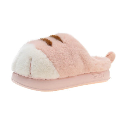 3D Cat Paw Plush Slippers Warm Slip-on House Shoes Anti Slip Flat Thermal Slippers Furry Paw Couple Slippers for Autumn Winter