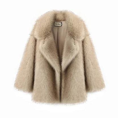 Neo Mint Ins Hot Fashion Girls Oversized Gradient Fur Coat Women 2024 Winter Thick Warm Outerwear Fluffy Faux Fox Fur Jacket