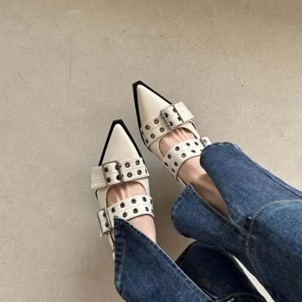 New Women Sandals Shoes Pointed Toe 2025 Spring Fashion Shallow Footwear Slingbacks Ladies Sandals Flats Shoes Big size