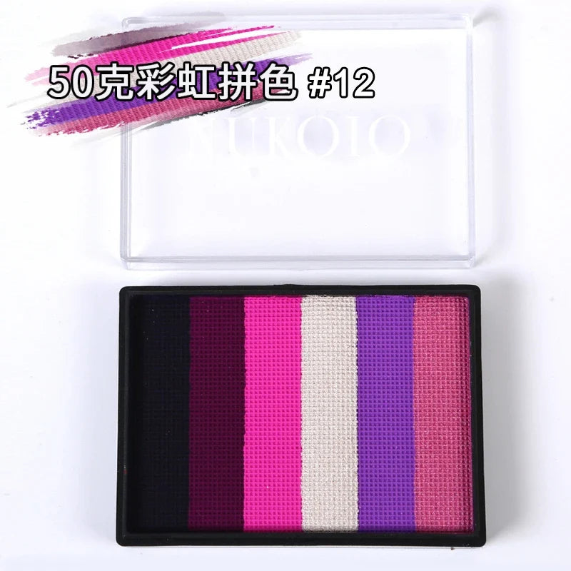 50g Facial and Body Paint Palette,Non-Toxic Rainbow Water-Soluble Body Paint for Rainbow Festival,Cosplay,Party,Art,Stage Makeup