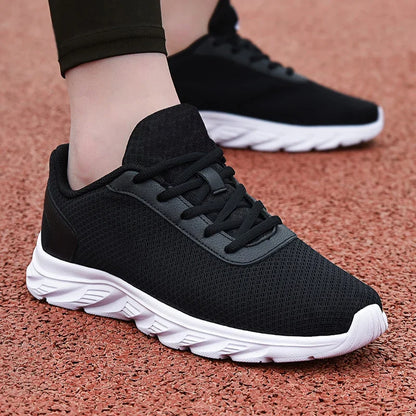 Men's Casual Sports Shoes Men's Black Mesh Breathable Running Shoes Soft Bottom Light Flat Bottom Work Shoes