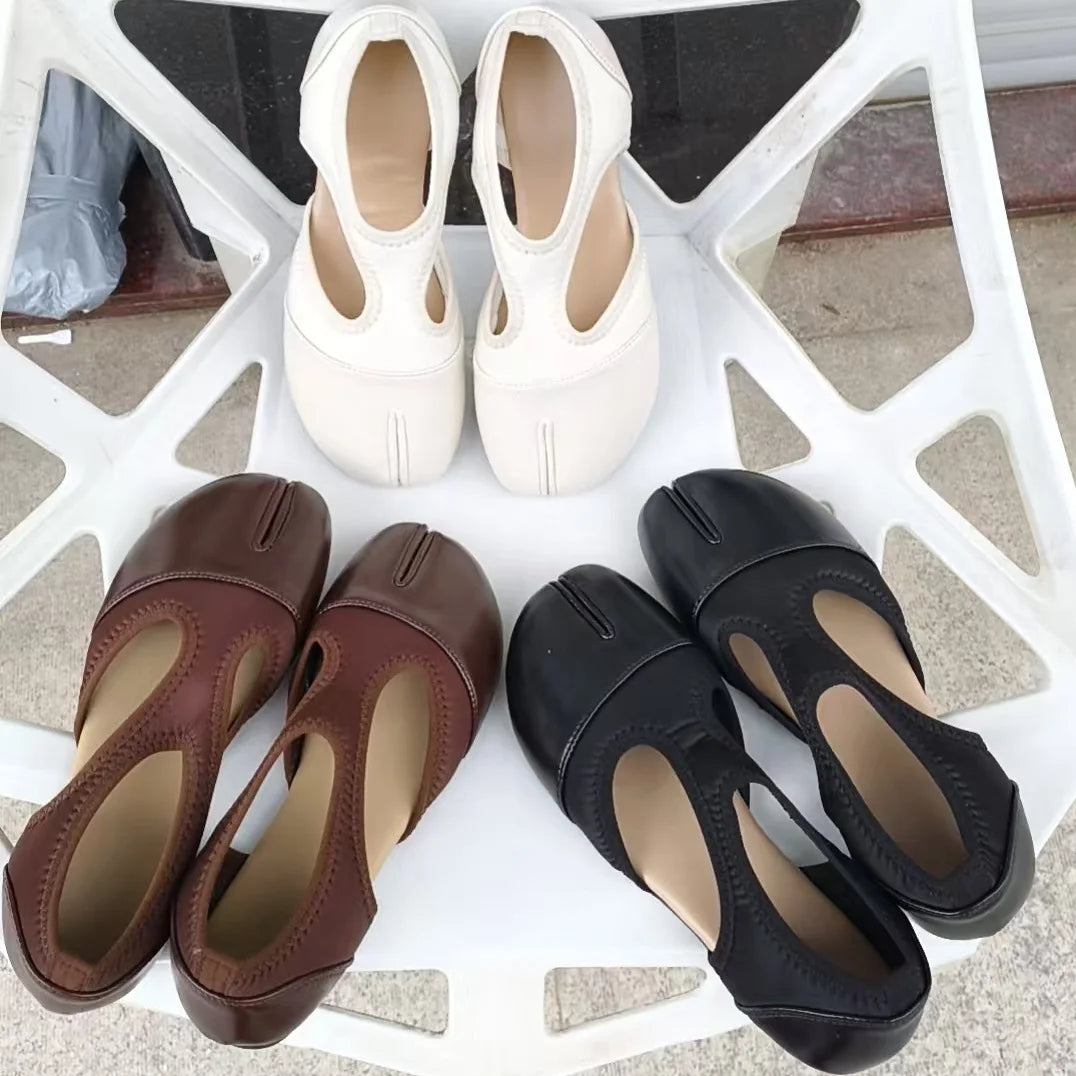 Women Brand Mary Janes Shoes Summer Split Toe Tabi Walking Sneakers Casual Splicing Loafers Designer Ballet Flats Shoes балет