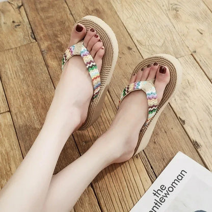 Women's Fashion Trend, Anti Slip, Wear-resistant, Comfortable Soft Bottom, Ethnic Style Flat Heel Flip Flops