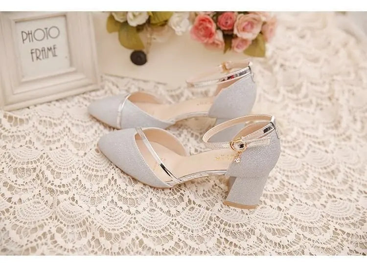 Fashion Spring and Summer Black High-heeled Shoes Women's High-quality Silver Wedding High-heeled Shoes Women's Gold Party Pump