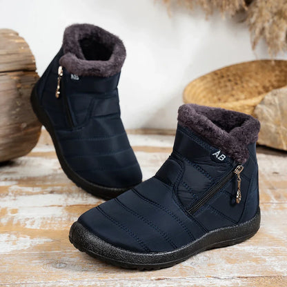 Women's Winter Snow Boots Faux Fur Lined Waterproof Ankle Booties Side Zipper Warm Outdoor Short Boots for Cold Weather