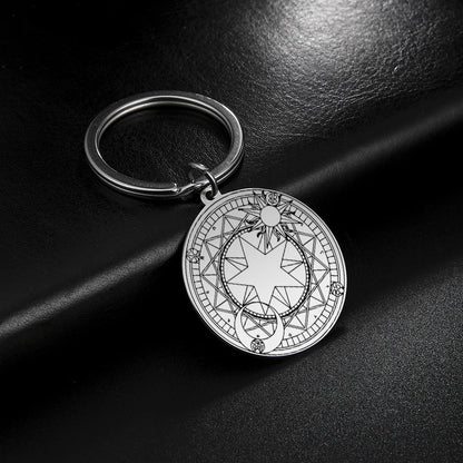 Dawapara Protection Secret Seal of Solomon Pendant Keychain Witchcraft Hexagram Wealth Fortune Amulet Stainless Steel Jewelry