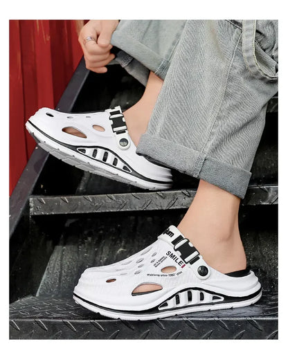 2026 New Men's Holes oes Summer Thi Bot Anti-Slip Driving Beach Slippers Spor Casual EVA Injection Moulding Footwear