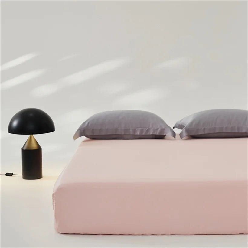 3pcs Set 100% Mulberry Silk Bed Sheet Set with 1pc Fitted Sheet and 2pcs Pillowcase Mattress Cover for Double King Queen Size