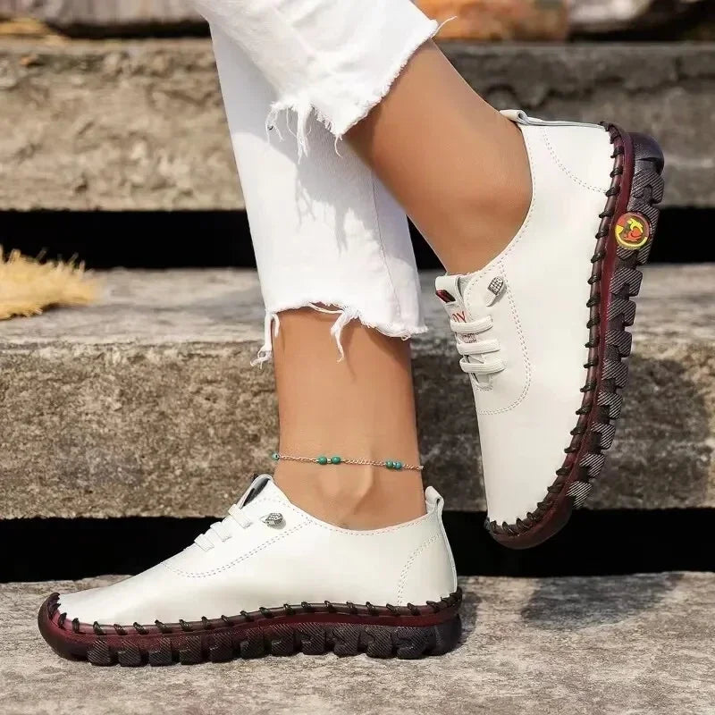 Sneakers Women's Shoes Loafers Lace Up Leather Flat New Spring Casual comfortable Mom Shoe Mujer Zapatos Chaussure Femme