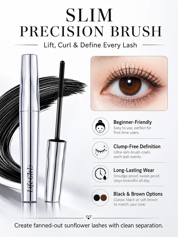 Life girls Waterproof Eyelash Primer Mascara, Lengthening Curling Lash Base, Smudge-Proof Long Lasting Black Brown Eye Makeup