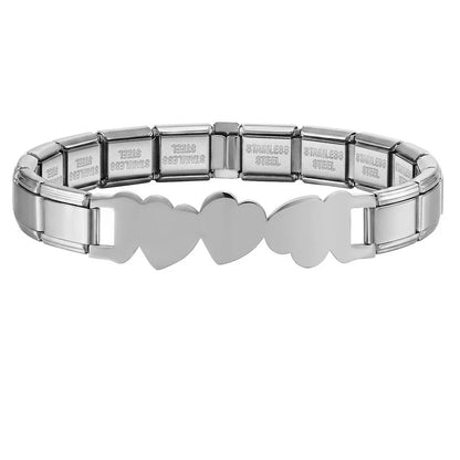 Italian Charm Link for Women Men 9mm Width Silver Gold Color Chain Stainless Steel Bracelet on Hand DIY Making Jewelry Wholesale