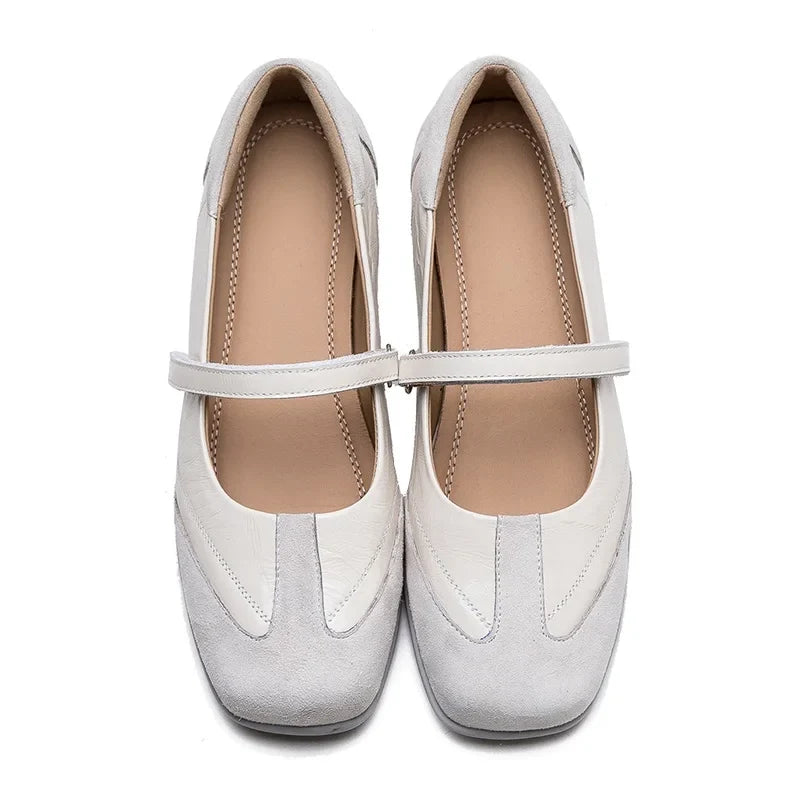 DRKANOL 2026 Women Genuine Leather Flat Shoes Summer Shallow Sheepskin Hook And Loop Casual Loafers Ladies Low Heel Single Shoes