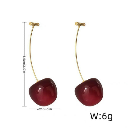 Cherry Earrings for Women Fun Fruit Drop Dangle Earrings Cute 3D Red Jewelry Unique Fruit Charm Jewelry Gifts