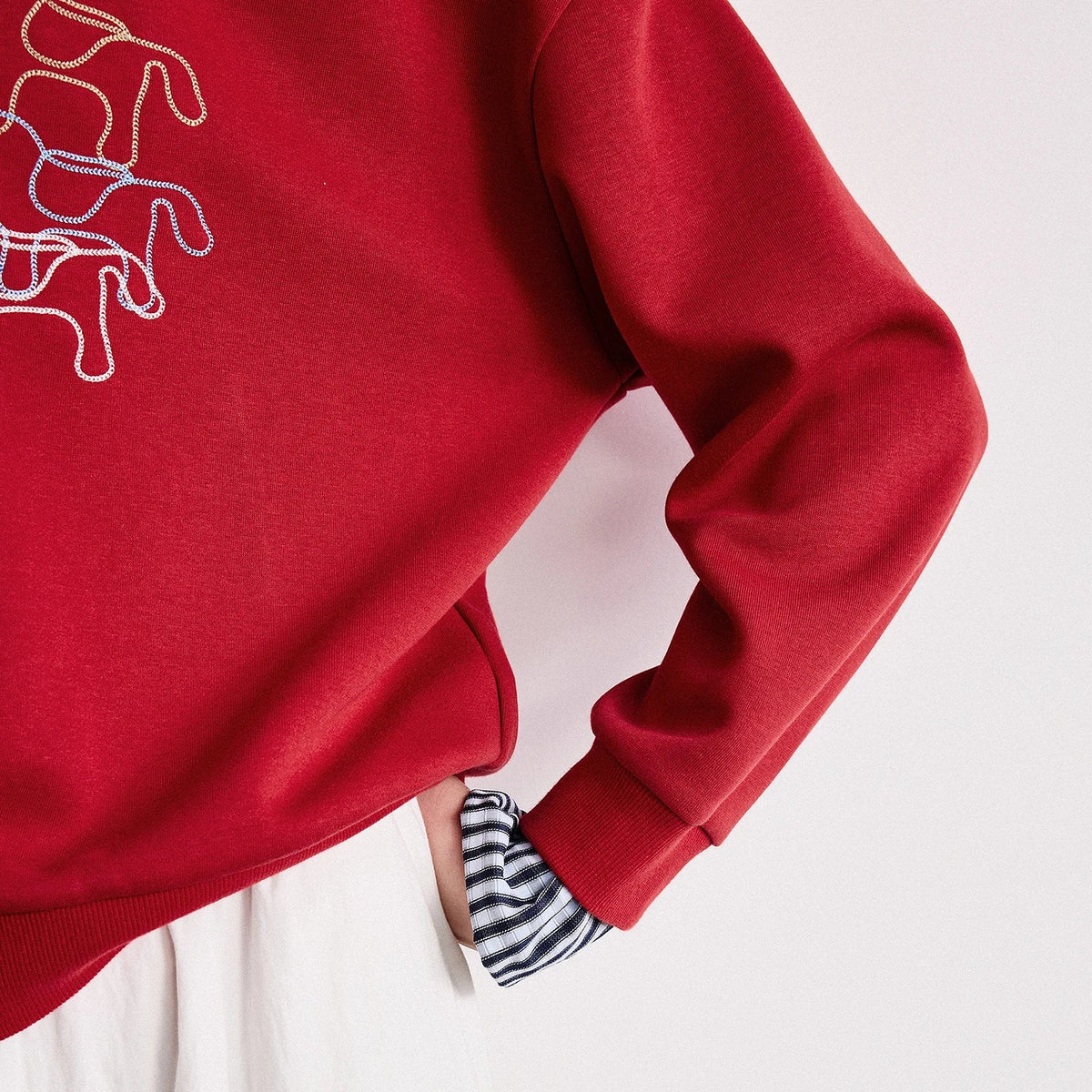 TOYOUTH Women Crewneck Patchwork Plaid Fake Two-Piece Pony Embroidery Loose Sweatshirt 2026 Spring New Tops