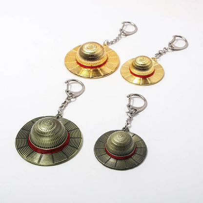 One Piece Luffy Straw Hat Keychain Rotatable Zoro Skull Metal Pendant Role-Playing Decorative Accessories Fan Jewelry Gift
