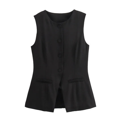 MUJER 2025 White Sleeveless Vest Women Button Summer Vests for Women Jacket Pink Vest Top Women Streetwear Women's Tailored Vest