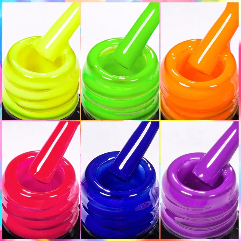 MEET ACROSS 7ml Orange Red Green Gel Nail Polish Laser Sparkly Soak Off Semi Permanent Nail Art UV Gel Varnish For Nails